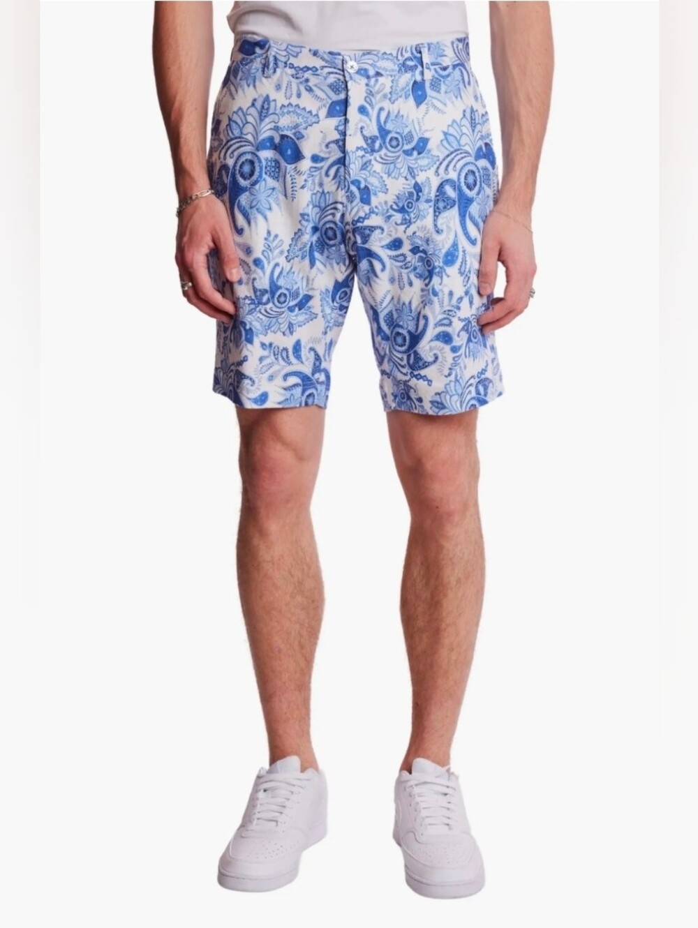 $90 Paisley Gray Mens Felix Slim Fit Printed Short